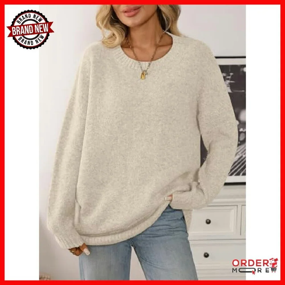 Oversized Chunky Knit Tunic Sweater Winter Pullover Long Sleeve - Picture 3 of 7